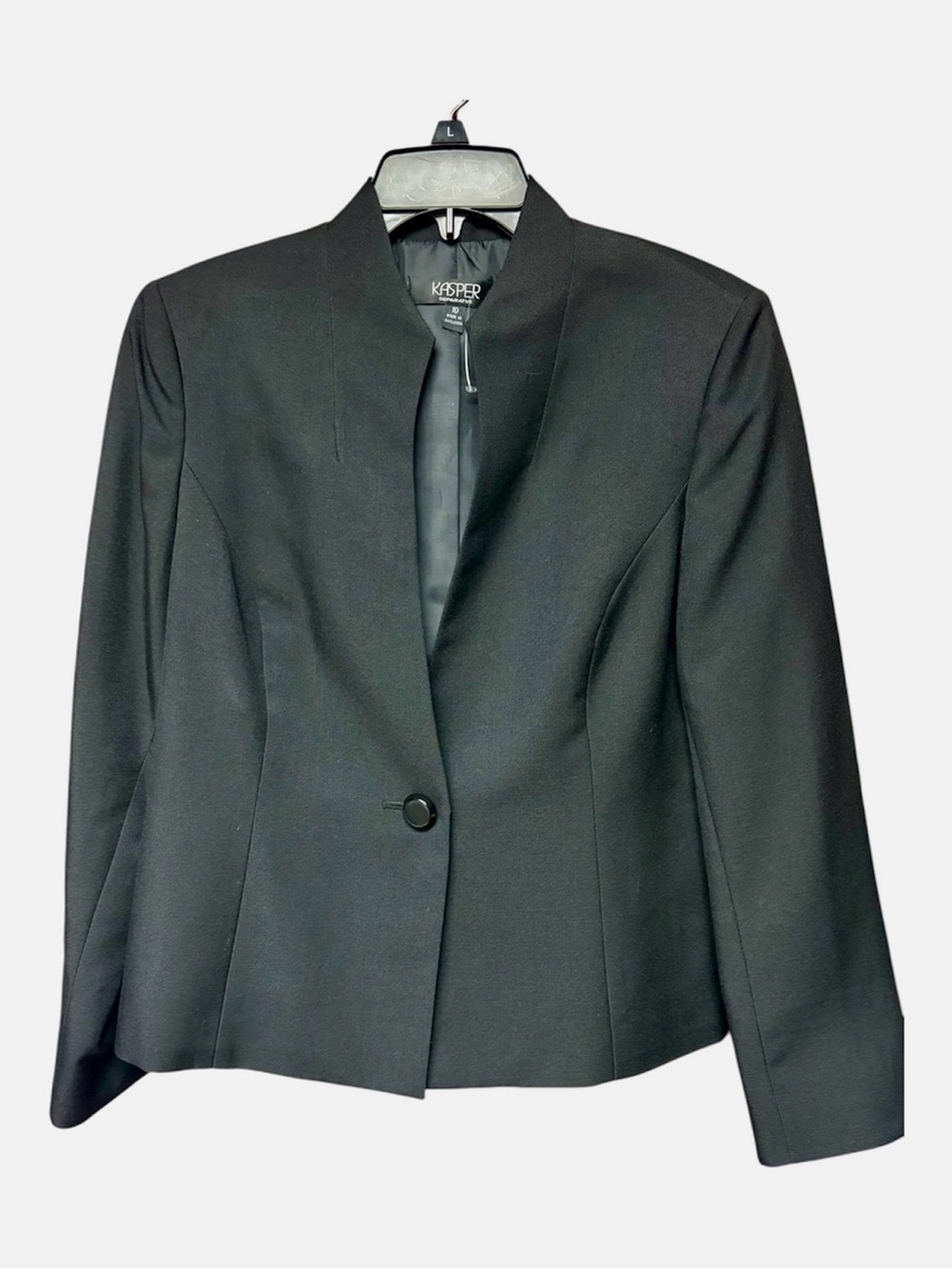 Kasper Black Single-Button Collarless Blazer